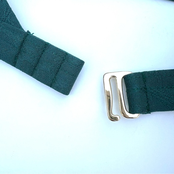 Peony Textured Belted High-Waisted Tie Two Piece Swimsuit Bikini Green Small - Picture 13 of 16